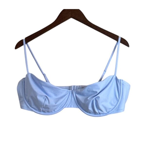 J. Crew Women's Underwire Bikini Top Swimwear Swim Blue Size 42D NWT - Picture 2 of 5